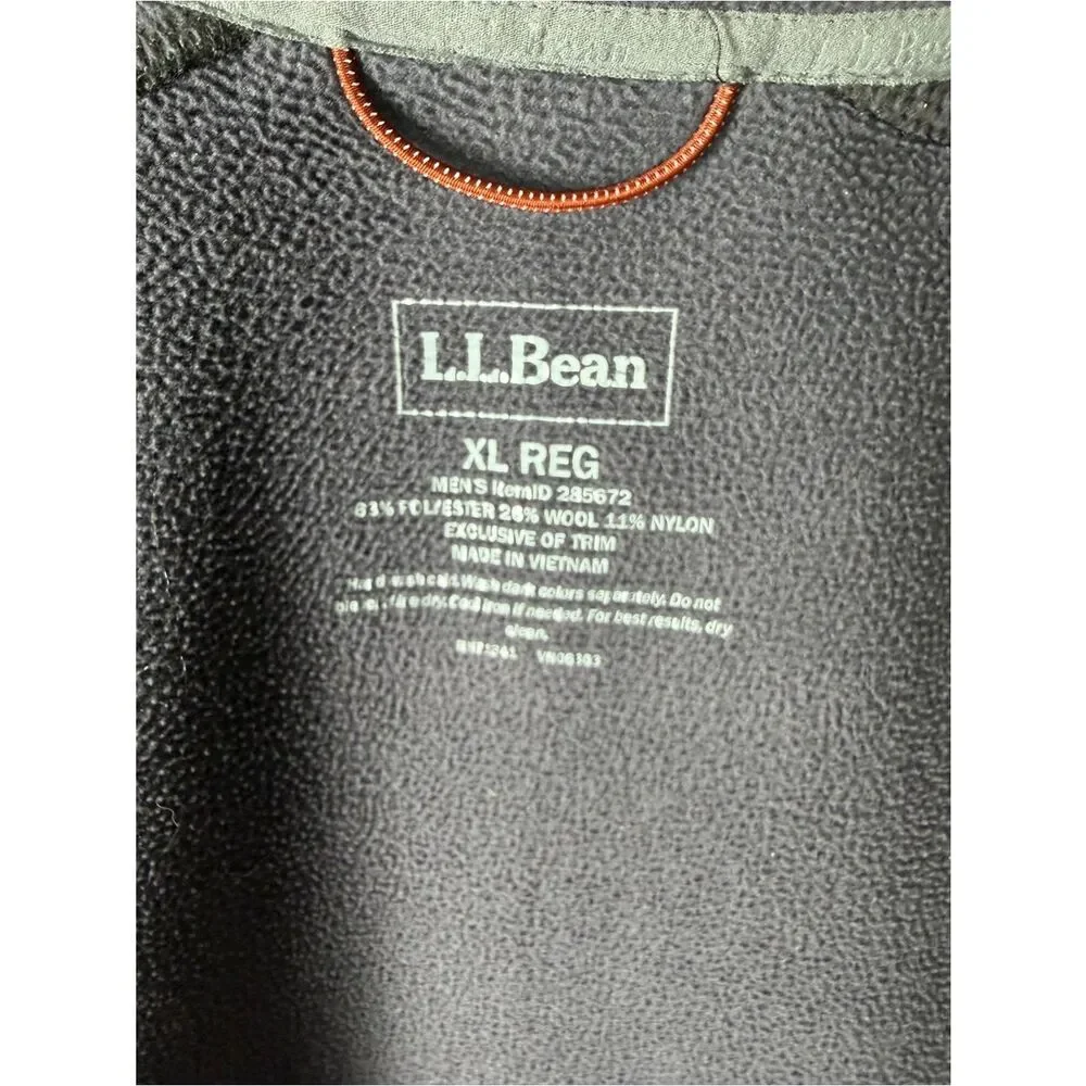 LL Bean Sweater Vest Fleece Liners Sleeveless Men XL Brown Full Zip